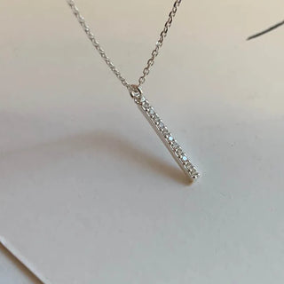 Cubic Bar Stick Straight Silver Necklace