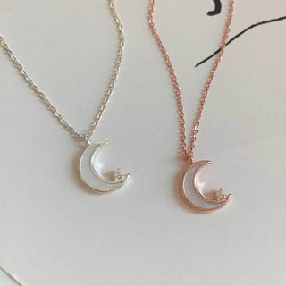 White Moon Pendant Silver Necklace