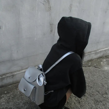 Silver leather mini backpack
