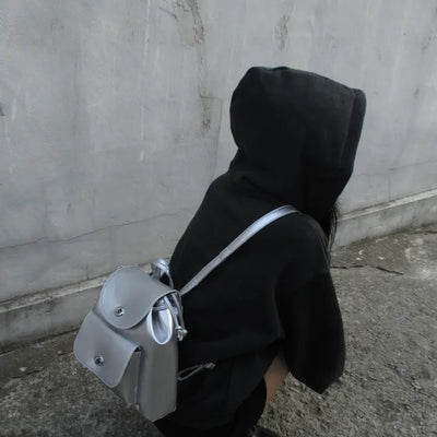 Silver leather mini backpack