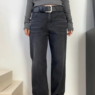 Horse Low Straight Black Denim Pants