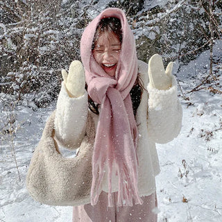 Somsom Cashmere Long Muffler Couple Winter Cold Wave Oversized Scarf