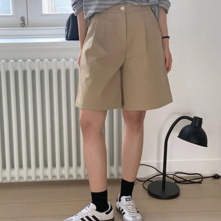 Knee-length Pintuck Half Pants Bermuda Shorts