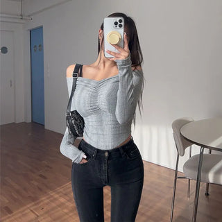 Rutina Shirred Off-Shoulder T-shirt