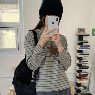 Striped star long-sleeve shirt