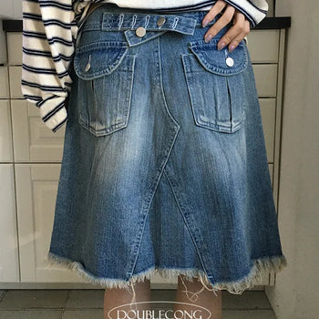 Lander Bijou Light Wash Midi Skirt