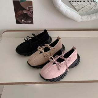 Suede Platform Mary Janes Sneakers Loafers Elastic Ribbon Sneakers Balletcore Granolacore Trekking Shoes Shoes