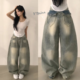 The Fit I've Been Looking For, High-Waisted Catbrush Vintage Sandwashed Back Pocket Wide Denim Pants