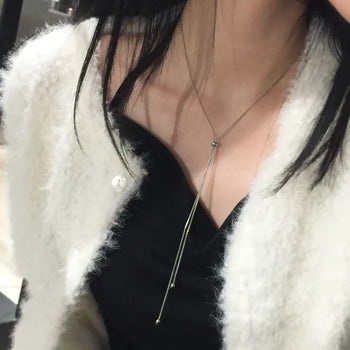 Line Drop Silver Necklace