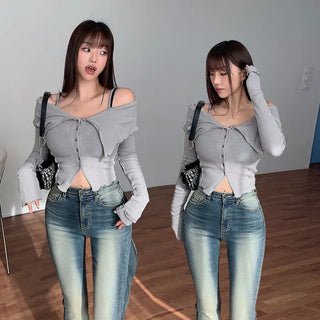 Bly ribbed off-shoulder t-shirt