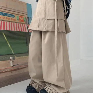 Berry Wrap Skirt Pants Set
