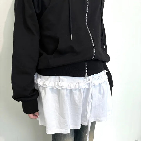 Ans Frill Boxy Short Sleeve Tee  Frill Layered Boxy Tee Oversized Loose Fit Short Sleeve Basic Simple Inner Tee Dress Spring New Arrival Summer Long Short Sleeve Plus Size Layered Dress Spring Clothes