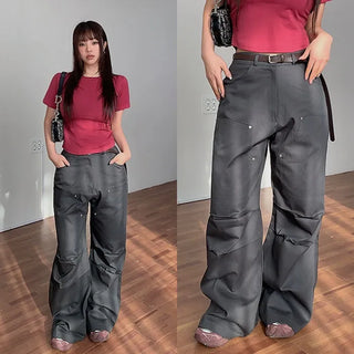 E-Prin Carpenter Pintuck Wide Pants [Back Elastic]