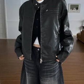 Crack Line Leather Jumper