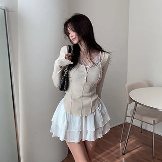 Loopsco Lace Sleeveless T-shirt Set