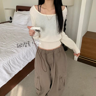 [Cinched Waist!/Delicate~] Cashmere Daily U-Neck Knit