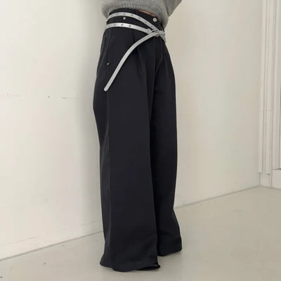 Rivet Pintuck Cotton Slacks Pants