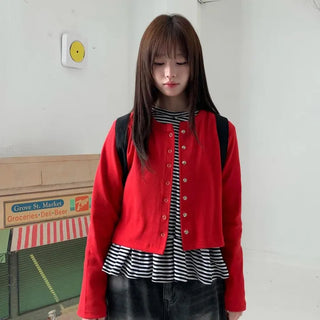 Lawton Snap Ribbed Crop Cardigan