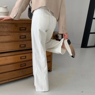Tere Cut Semi-Wide Straight Cotton Pants