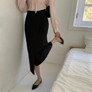 Pone Asymmetrical Wrap Slit Long Skirt