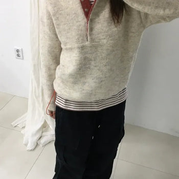Button Contrast Knit