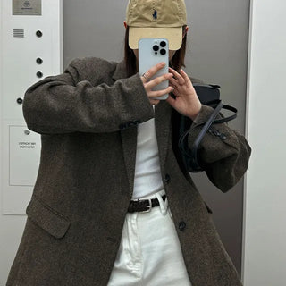 Freena Herringbone Blazer Wool Jacket