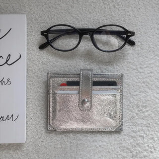 Cow leather silver card wallet  Silver wallet women's wallet business card holder