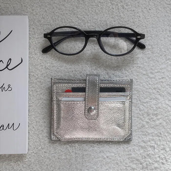 Cow leather silver card wallet  Silver wallet women's wallet business card holder