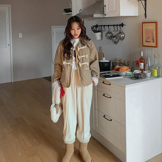 Toggle quilted fleece jumper