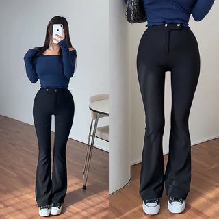 Lumez Two-Button High-Fit Bootcut Pants