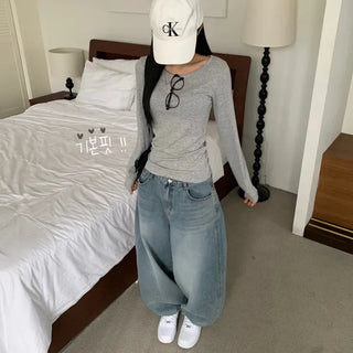 [Slim Fit Ver.] Basic Round Neck Spring Ribbed Long Sleeve Inner Tee