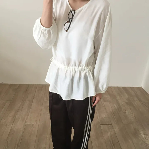 Balloon Shirred String Blouse
