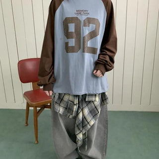 Cracked raglan long-sleeve shirt