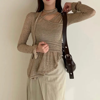 Runny Ruffle Wrap Strap T-shirt