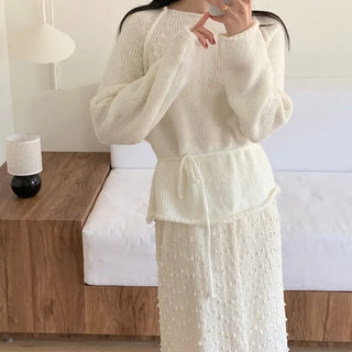 Loose Fit Strap Long Sleeve Knit