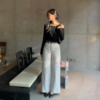 Varnish Cut Wide Straight Cotton Pants