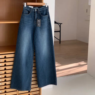 Rinond Dark Blue Long Wide Denim Pants