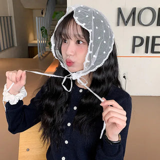 Dot lace wavy kerchief bandana polka dot see-through hair scarf bandana headband