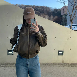 Bike Washed Leather Jacket