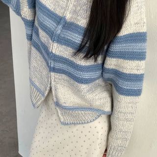 Sherbet Color Block Striped Knit Zip-Up Cardigan