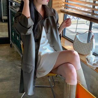 Diet Oversized Collar Strap Leather Jacket
