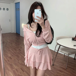 Namell Tiered Zip-Up Hoodie Set