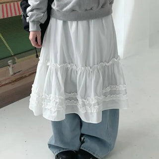 Rain tiered frill long skirt