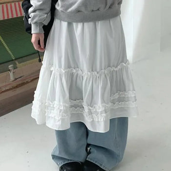 Rain tiered frill long skirt