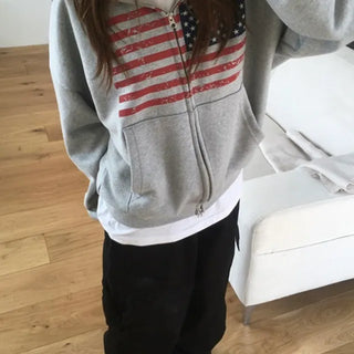 Double-sided Printed Oversized Zip-up Hoodie