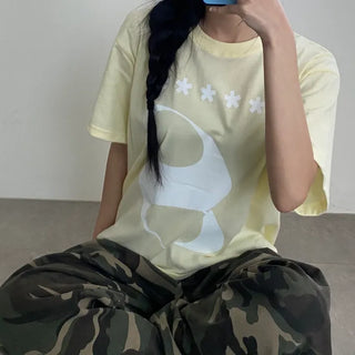 Eight Cotton Printed Oversized Short Sleeve T-shirt