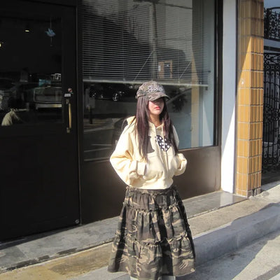Military camo tiered skirt