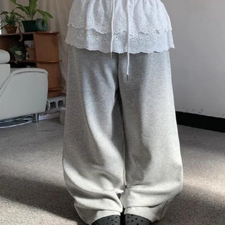 Sheer 2-tier lace pants