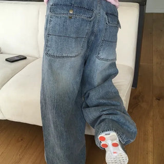 Elastic Back Pocket Button Denim