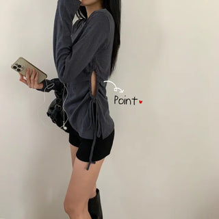[Snapshot Look/Slim Waist, Wide Waist!] Glam Side-Shirred Spring Inner Long Sleeve T-shirt